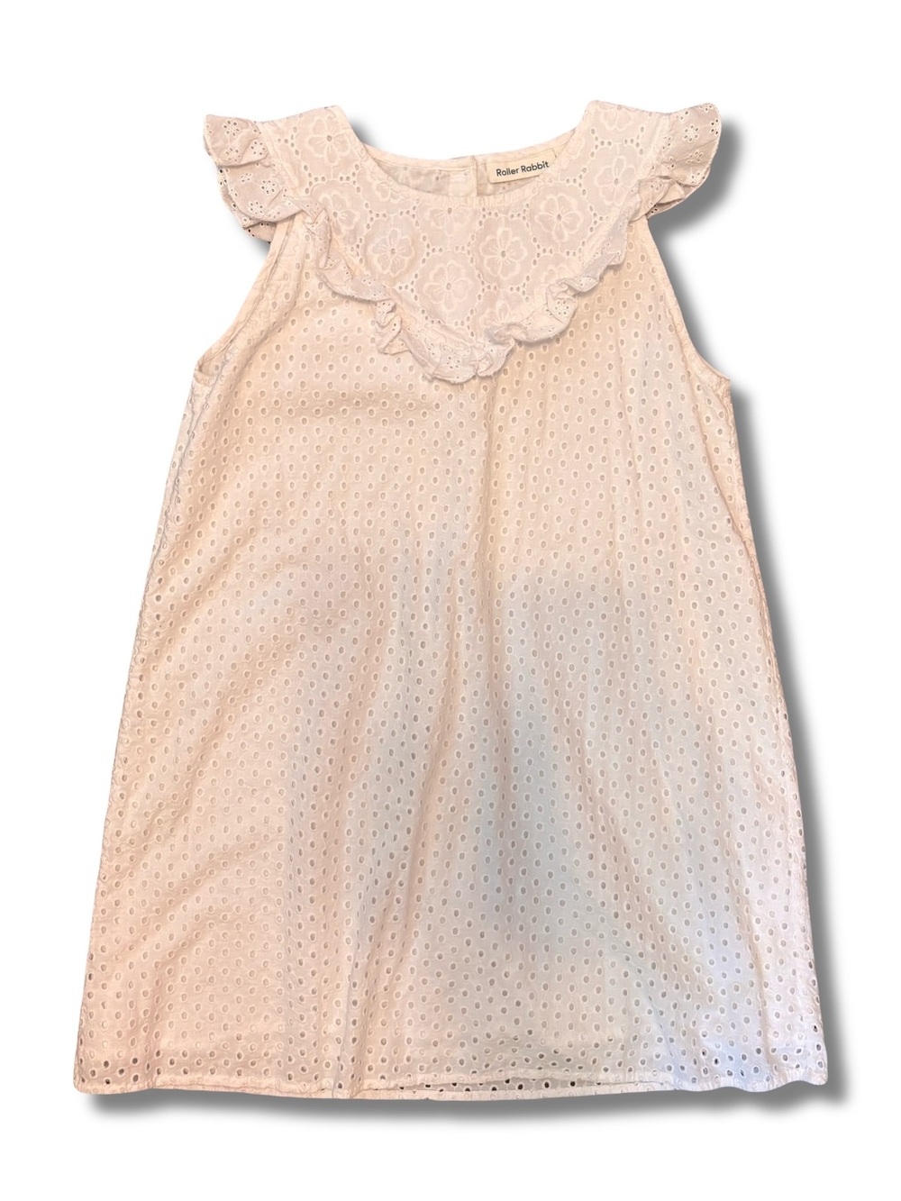 Roller Rabbit Girls Dress 12 Years White Eyelet Spring Summer Lined 100% Cotton